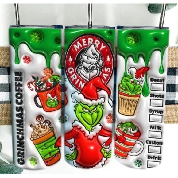 Other - 3D Inflated Puffy Grinch Funny Christmas Vibes Merry Christmas  20oz Tumbler